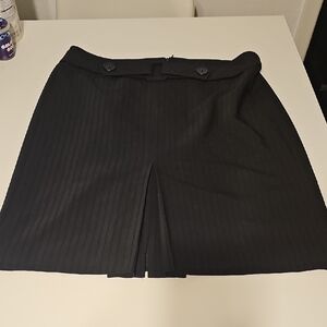 Worthington Black Pinstripe Midi Skirt with Front Slit